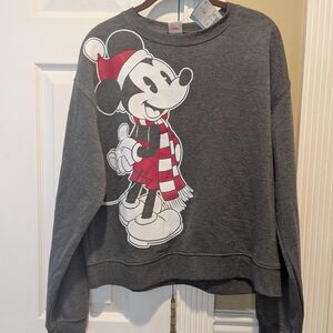 Disney Charcoal Sweater with Festive Mickey Design